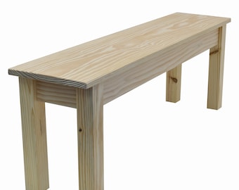 Unfinished Farmhouse  Bench, Rustic Solid Wood Bench