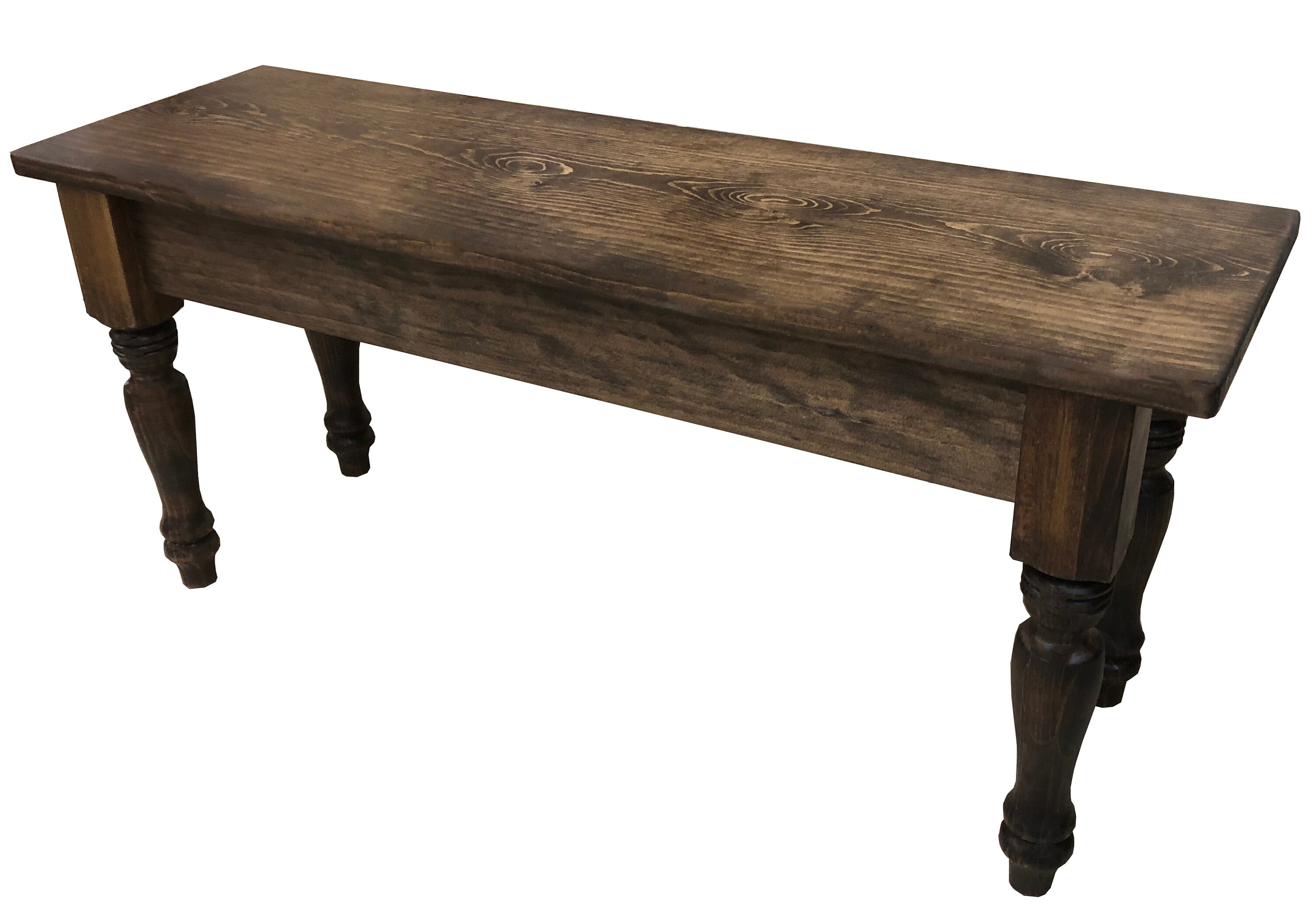 Dark Walnut English Bench / Round Turned Legs / Country Style Bench ...