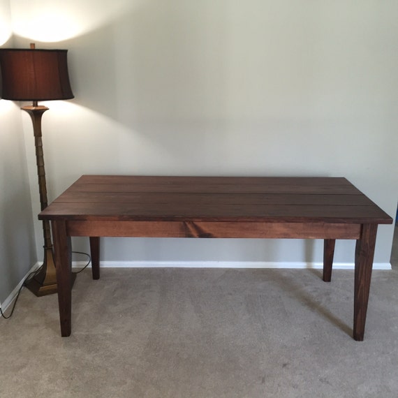 Red Mahogany Farmhouse Table With Tapred Legs Farm Table