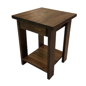 Rustic Yukon Side Table or End Table with Storage Shelf