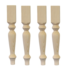 Unfinished Turned Legs, Set of 4 Bench legs or Coffee Table Legs