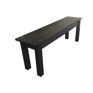 Tavern Farmhouse Bench, Rustic Solid Wood Bench / Stained All Black / durable polyurethane clear coat