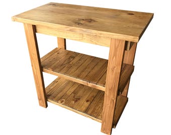 Golden Oak Kitchen Island with Storage (Rustic Shabby Chic Island)