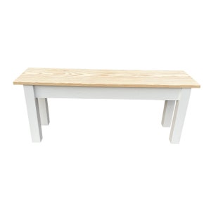 Nantucket Farmhouse Bench, Rustic Solid Wood Bench