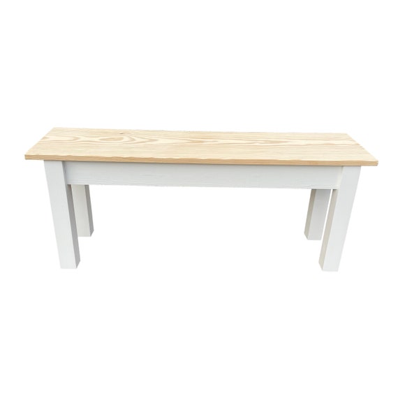 Nantucket Farmhouse Bench, Rustic Solid Wood Bench