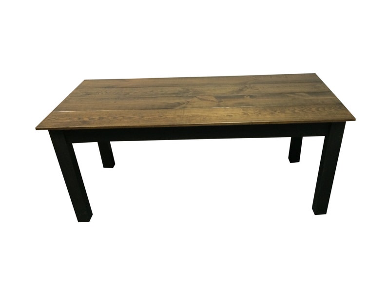 Farmhouse Table Dark Walnut Top Black Base Etsy
