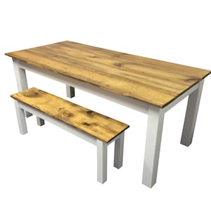 Rustic Barn wood & white Farmhouse Table / Harvest Table / Reclaimed wood Table