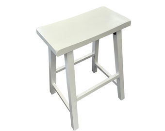 White Saddle Seat Stool