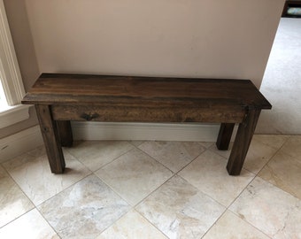 Yukon Rustic Farmhouse Bench, Solid Wood Bench