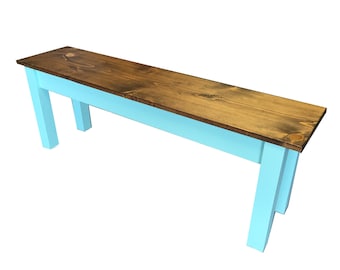 Vintage Blue Farmhouse Bench Shabby chick