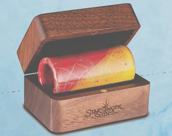 WildFire Guitar Slide | Bold Red-Yellow with Crackle | Handmade Unique Gift for Guitarists