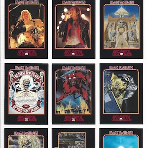 IRON MAIDEN Sammelkarten 1991 MegaMetal. "Steve Harris ""Brucre Dickinson"" Dave Murray."