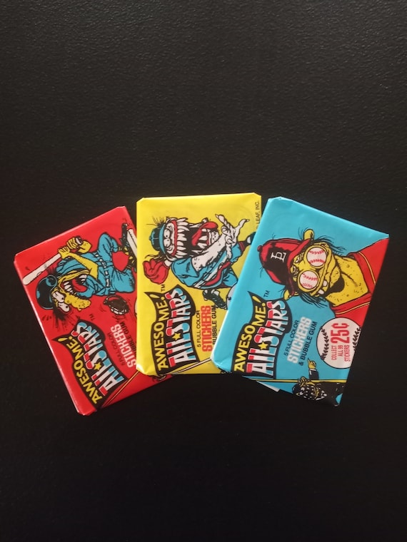 1988 Leaf Baseball Awesome All-stars Sticker Wax Packs (lot of 3