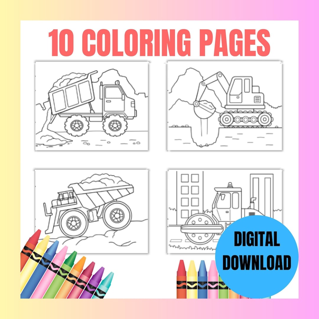 Construction Coloring Pages Dump Truck Bulldozer Crane Bucket Truck ...