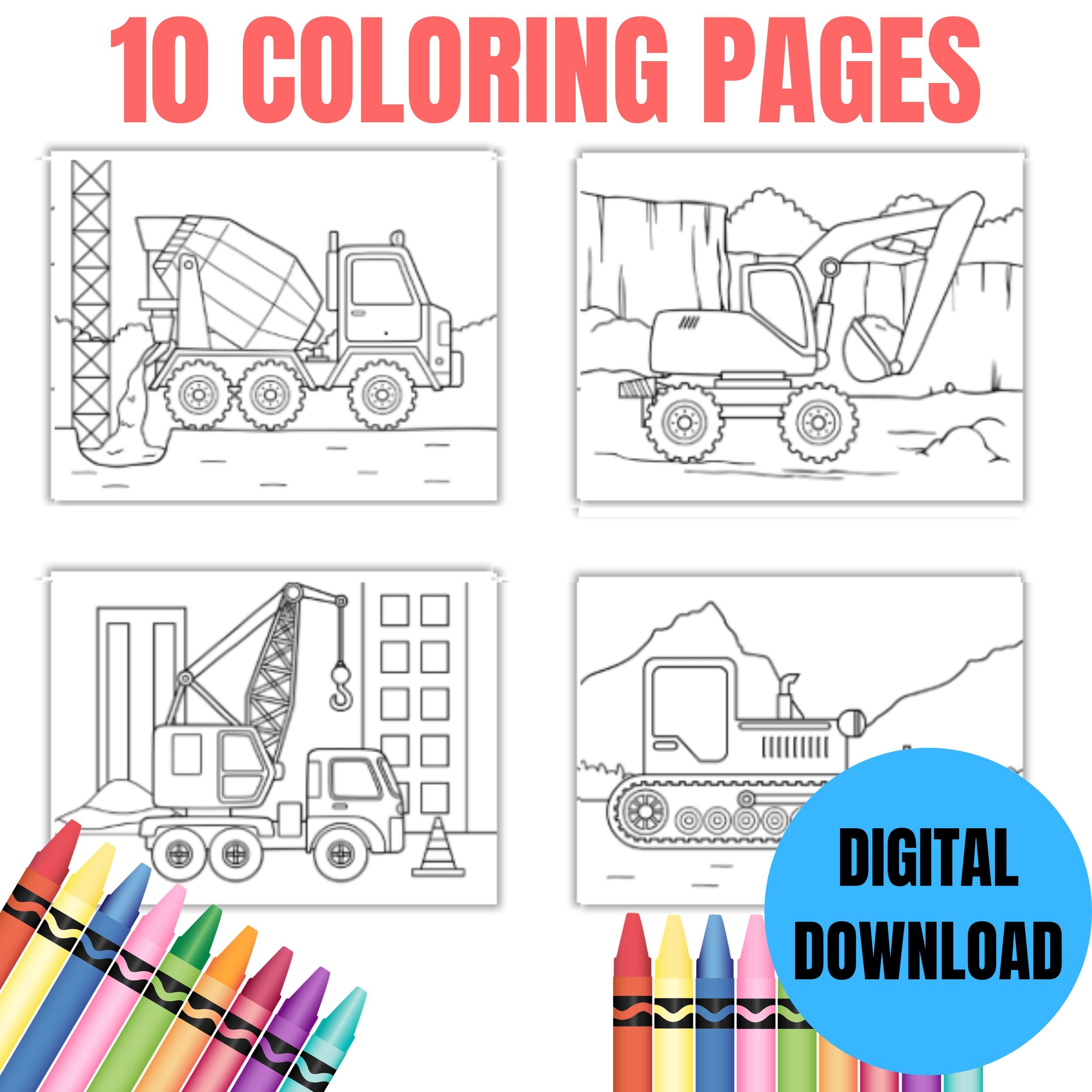 Construction Coloring Pages Dump Truck Bulldozer Crane Bucket Truck ...