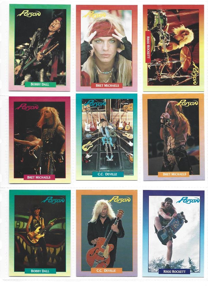 POISON Collector Cards. Rockcards Series One 1991. Bret Michaels