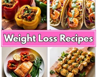 El mejor paquete de recetas para bajar de peso / Preparación de comidas fáciles y saludables / Comidas rápidas bajas en carbohidratos / Alimentación limpia / Apto para dieta cetogénica / Plan de comidas imprimible en PDF