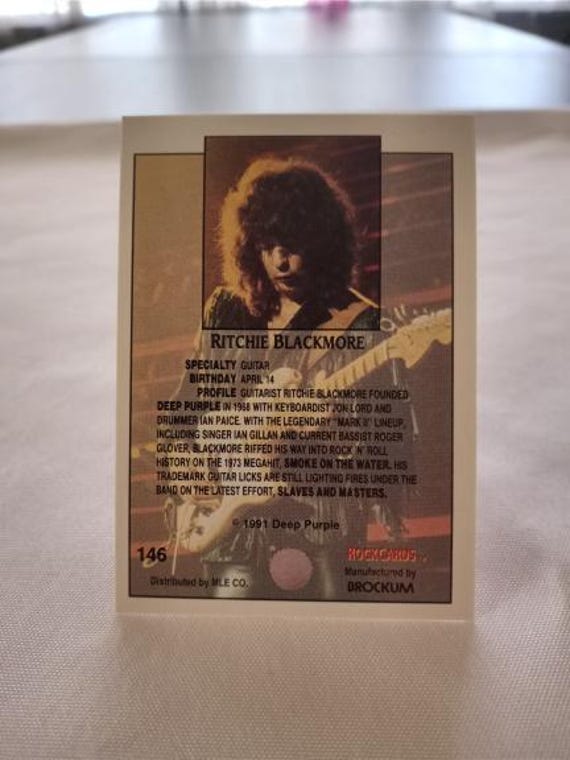 DEEP PURPLE 1991 Collector Card Ritchie Blackmore Card-146 - Etsy