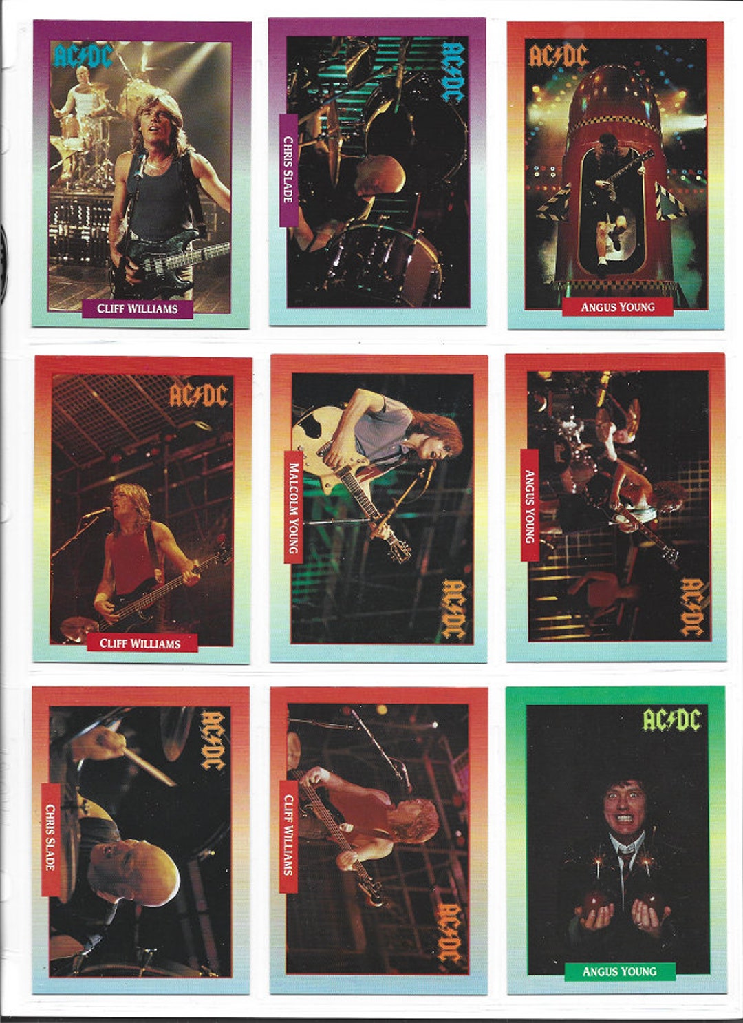 AC/DC Collector Cards. Rockcards Series One 1991. Set of 9 Cards! - Etsy