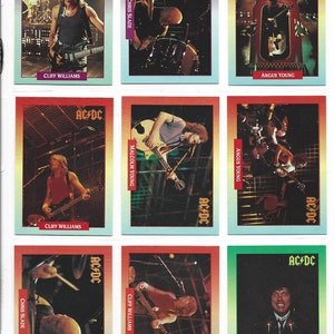 Tarjetas coleccionables de AC/DC. RockCards Serie Uno 1991. ¡Conjunto de 9 tarjetas!
