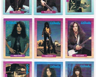 CINDERELLA Collector Cards. RockCards Series One 1991. Set of 9 Cards! Glam Rock