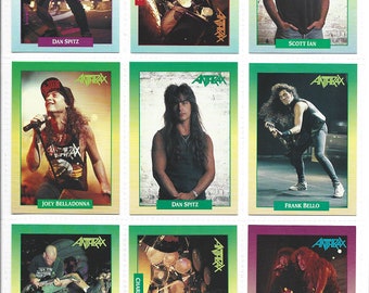 ANTHRAX Collector Cards. RockCards Series One 1991. Set of 9 Cards!