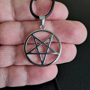 Inverted Pentagram Necklace | Adjustable Leather Cord | Goth Heavy Metal Jewelry | Occult Witchcraft Amulet | On Sale