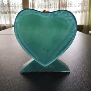 Resin Heart Decor – Handmade Craft with Shades of Blue Color – Unique Resin Gift – Color Resin Sculpture
