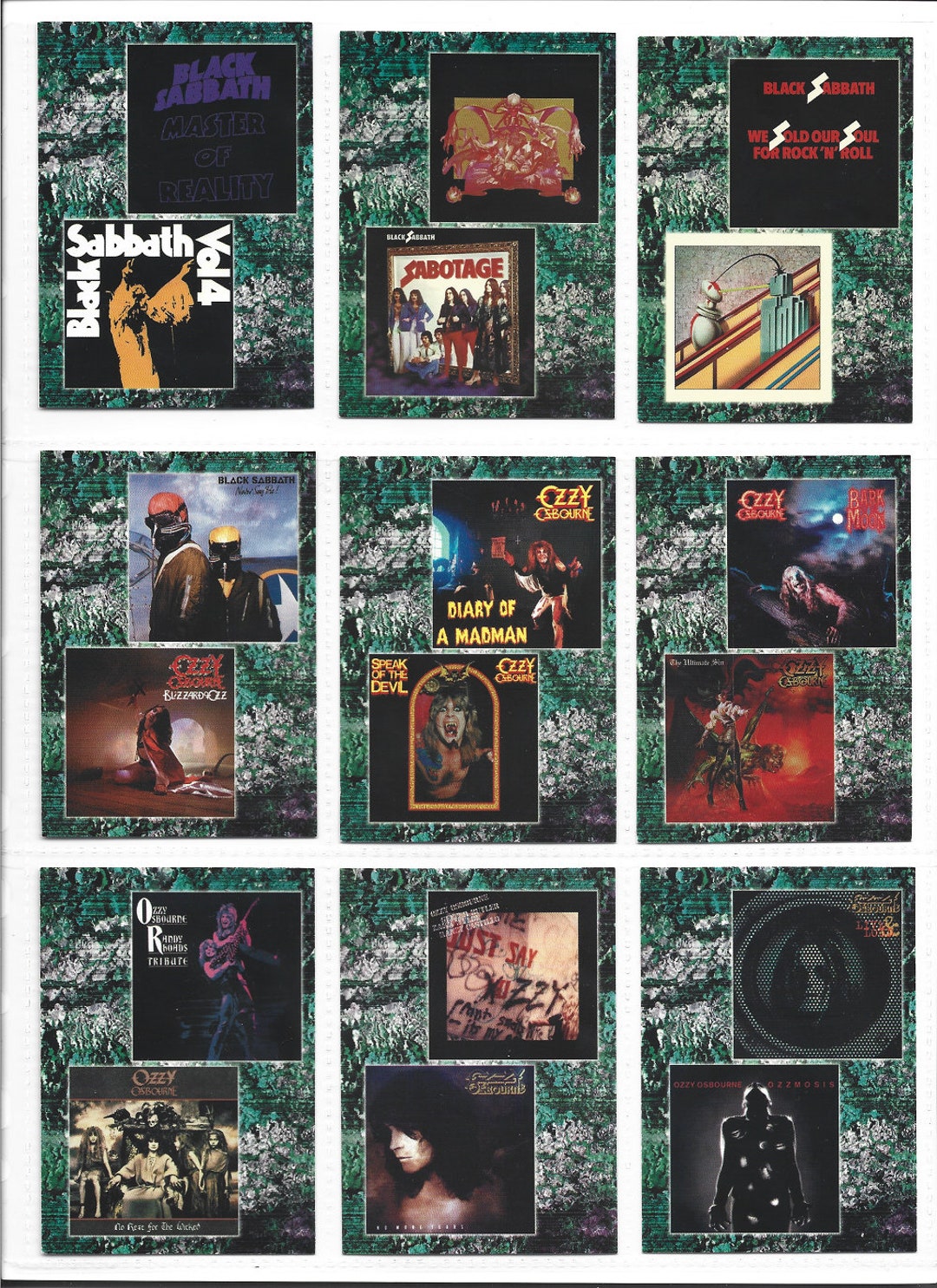 OZZY OSBOURNE Collector Trading Cards 2001 Set of 9 Collector Cards NEW