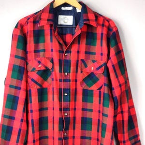80s Northwest Territory Mens L Red Plaid Flannel Shirt Jacket Gorpcore