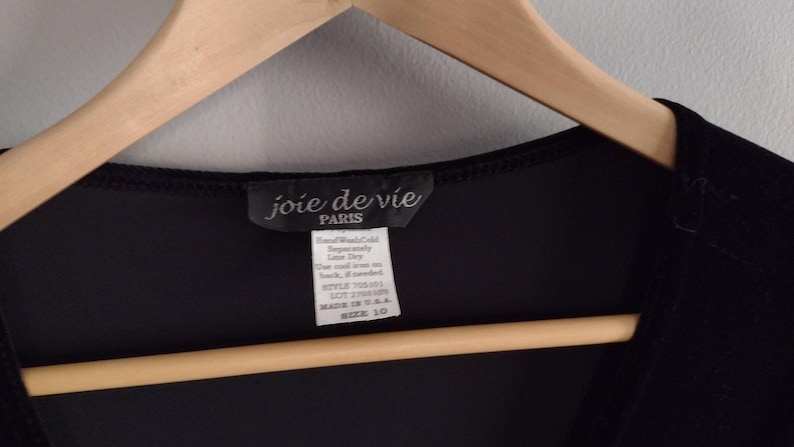 Conjunto de pantalón de 3 piezas de terciopelo negro Joie De Vie Paris de los años 90, talla 10 imagen 12