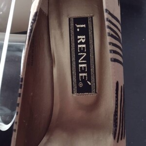 Vintage 90s J. Renee Taupe Black Striped Silk Pumps Size 8.5 Pointed Toe Heels image 6