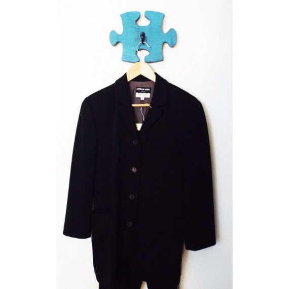 90s Vintage Black Silk Blazer Womens Pant Suit Phi