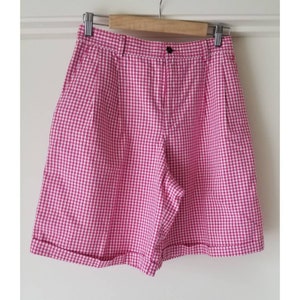 Liz Claiborne vintage 90s pink gingham plaid shorts mom shorts high waist walking shorts 100% cotton size 28 waist