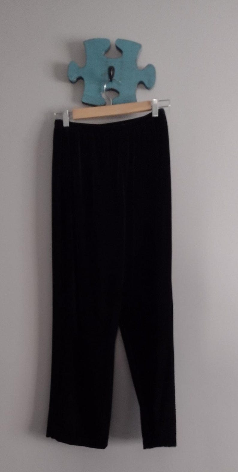 Conjunto de pantalón de 3 piezas de terciopelo negro Joie De Vie Paris de los años 90, talla 10 imagen 14