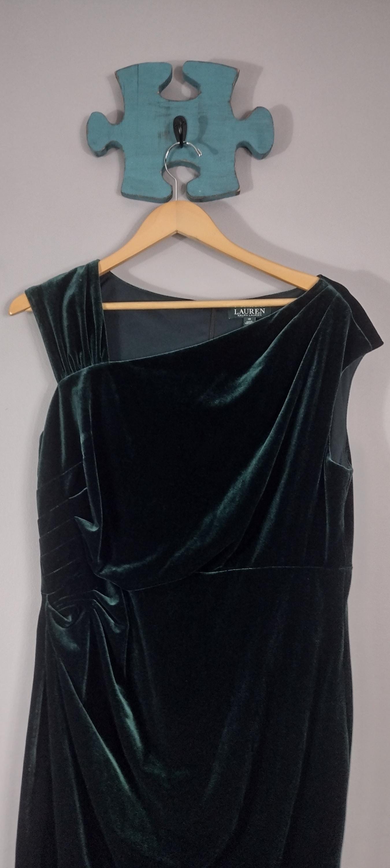 Vintage Ralph Lauren Velvet Dress Size 16 Green Y2K Holiday Cocktail Party  Sheath Emerald Dress Elegant Evening Gown - Etsy