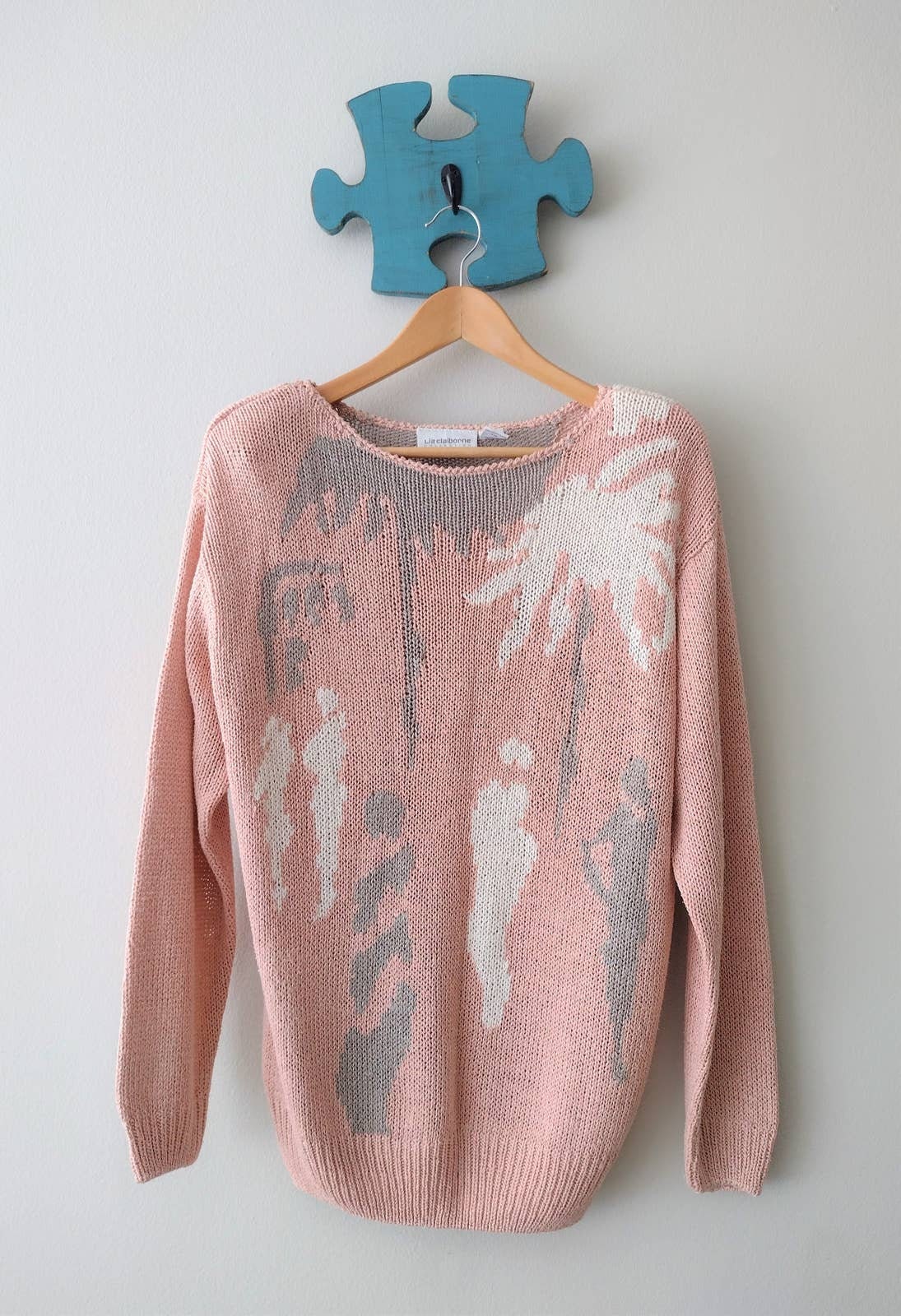 Vintage Liz Claiborne Silk Sweater, Wearable Art, Knit Sweater. Coastal