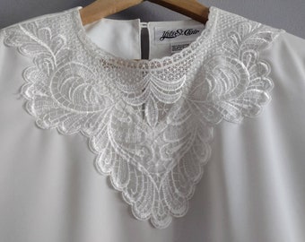 Yves St Clair vintage lace neckline button front blouse top size 10