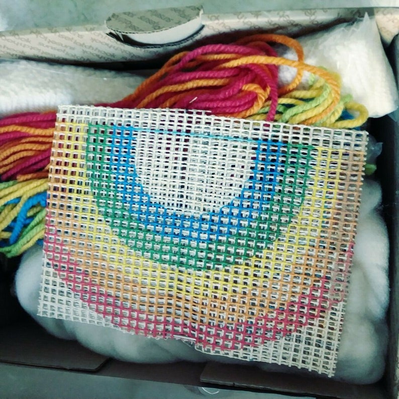 Vintage latch hook wall hanging kit Sunset Rainbow Latch Hook Etsy