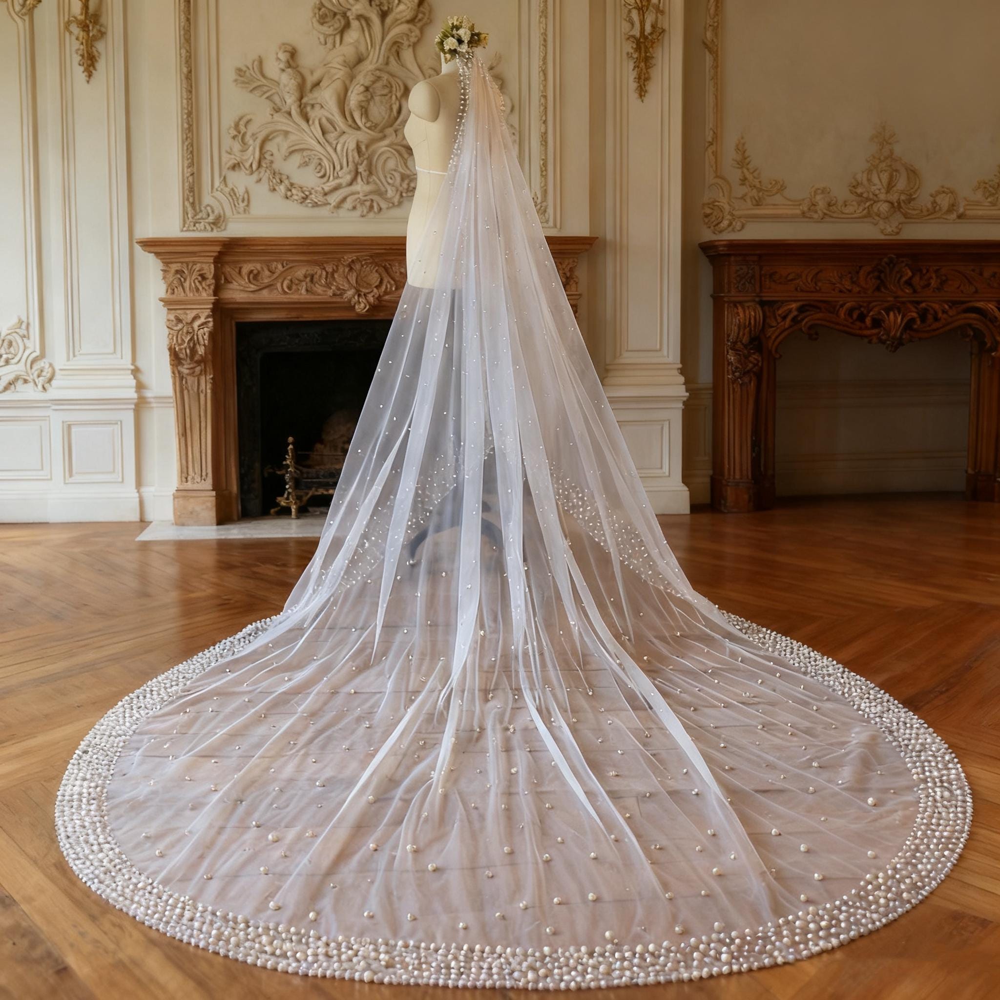 Veil Scattered Pearl Cathedral - Etsy display picture 1