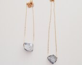 Juno Necklace - light grey quartz on gold plated chain