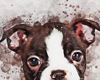 Pet custom portrait,, PEEKABOO pet portrait personal gift idea_Art