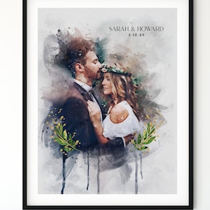 Painting From Photo,, Wedding illustration, Custom wedding portrait From Photo, Custom Couple Portrait Watercolor, gift for her_Art image 6