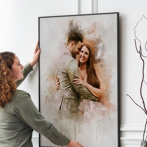 Personalised Couple Painting from Photo,, Family Illustration, Wedding Couple Portrait, Anniversary Gift for Wife Husband Partner, Wall Art
