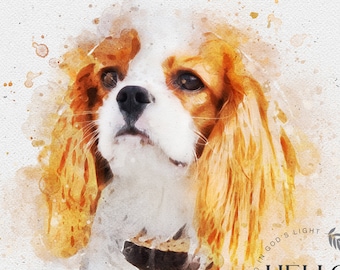 Custom pet drawing,, custom pet portrait,Digital Painting,dog memorial, cat memorial, pet portrait, dog memorial gift, custom dog portrait_A