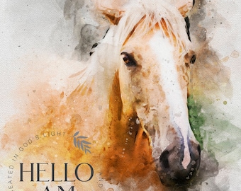 Custom Horse watercolour,, Custom Drawing Horse Portrait From Photo Personalized Sketch Art Custom Horse Digital Art Photo to Drawing_Art