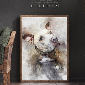 Watercolor Pet Portrait From Photo,, Custom Dog Portrait Personalized Dog Gift Pet Memorial Birthday Gift For Her Dog Mom Father's Day Gift