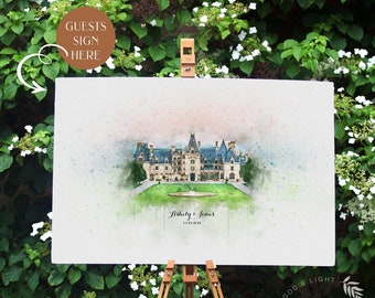 Wedding Gift Book Alternative, - alternative Gästebuch-Ideen Wedding Wedding Wedding Venue Art, Wedding Wedding Wedding Weddingütte Illustration Digital Painting Watercolor Art