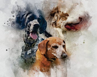 Hunde-Denkmal, Hunde-Geschenk, Haustierportrait, Aquarell-Haustierportrait, Hundeportrait, individuelles Hundeportrait, Tierportrait, Hundekunst, Haustier-Denkmal