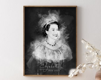 Queen Elizabeth II Framed Print Portrait British Queen framed print wall art Queen Elizabeth II signature Portrait art poster